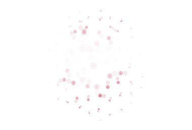 Açık pembe, küreli kırmızı vektör deseni. Bulanık yağmur damlaları olan soyut bir çizim. Poster ve web siteleri için tasarım.