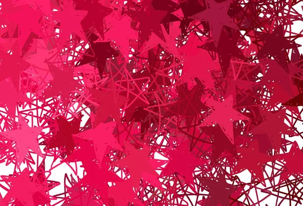 Fondo Vectorial Rojo Claro Con Estrellas Pequeñas Grandes Ilustración Abstracta — Vector de stock