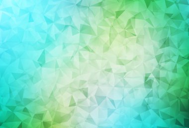 Açık mavi, yeşil vektör üçgen arkaplan. Yarım ton şeklinde, üçgenli yaratıcı illüstrasyon. Web siteniz için çokgen tasarım.