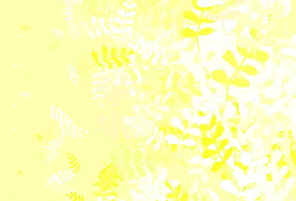 Pola Abstrak Vektor Kuning Muda Dengan Daun Ilustrasi Daun Doodle - Stok Vektor