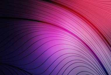 Koyu mor, eğri çizgileri olan pembe vektör arkaplan. Renkli çizgileri ve şekilleri olan bir örnek. İş tasarımınız için şablon.
