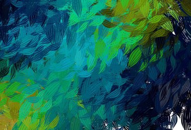 Koyu mavi, Memphis şekilli sarı vektör arkaplan. Rastgele şekillerle soyut tarzda dekoratif tasarım. Web siteniz için basit tasarım.