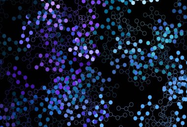 Koyu Pembe, Mavi vektör arkaplan ve yapay zeka verileri. Soyut şablondaki yapay zeka şekilleriyle parlayan illüstrasyon. Zeka ve yenilik reklamları için şablon.