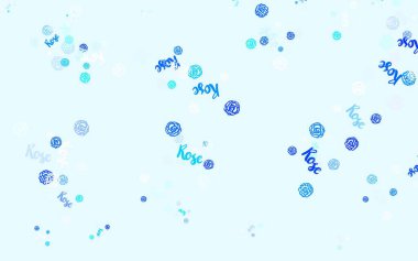 Hafif Mavili vektör karalama arkaplanı, çiçekler, güller. Çiçeklerle bulanık şekilli yaratıcı çizimler. Marka kitabınız için yeni şablon.