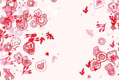 Açık pembe, kaotik şekilli kırmızı vektör şablonu. Rastgele şekillerle soyut tarzda dekoratif tasarım. Duvar kağıtları için zarif tasarım.