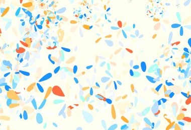 Açık mavi, yapraklı sarı vektör karalama deseni. Origami tarzındaki yaprakların gradyanlı karalama çizimi. Çocuk kitapları için renkli desen.