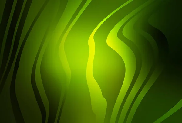 Темно Зелений Векторний Візерунок Лініями Блискуча Ілюстрація Яка Складається Вигнутих — стоковий вектор