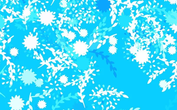 Hellblauer Gelber Vektor Elegantes Muster Mit Blüten Skizzenhafte Doodle Blüten — Stockvektor