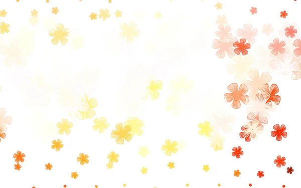 Ελαφρύ Πορτοκαλί Διάνυσμα Αφηρημένο Φόντο Λουλούδια Πολύχρωμη Απεικόνιση Στυλ Doodle — Διανυσματικό Αρχείο