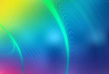 Eğri çizgileri olan ışık çok renkli vektör arkaplanı. Değişken çizgileri olan renkli geometrik örnek. Web siteniz için soyut tasarım.