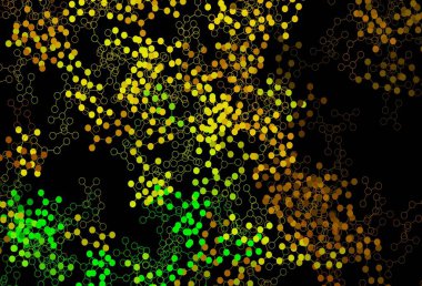 Koyu yeşil, sarı vektör arkaplan ve yapay zeka verileri. Yapay zeka bağlantılarıyla basit bir şekilde renkli tasarım. Poster ve teknoloji sembolü.