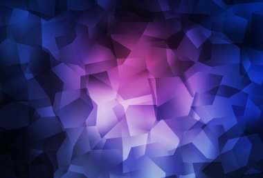 Koyu pembe, mavi vektör eğimli üçgen şablon. Üçgenli parlak renkli çizimler. Broşürünüz için yepyeni bir tasarım..