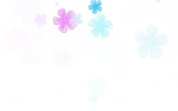 淡紫色 粉红矢量涂鸦花纹 白色背景花朵的装饰设计 手绘网页设计 — 图库矢量图片