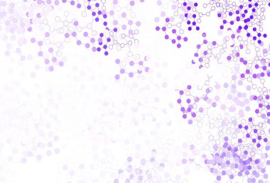 Yapay zeka ağıyla açık mor vektör deseni. Renkli yapay zeka yapısı, eğimli çizgiler ve noktalar. Zeka ve yenilik reklamları için şablon.