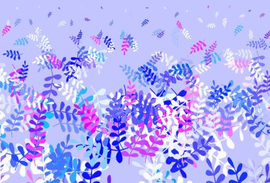 Açık mavi, yapraklı kırmızı vektör karalama deseni. Yapraklar ve karalamalar ile soyut çizimler. İşiniz için en iyi tasarım..