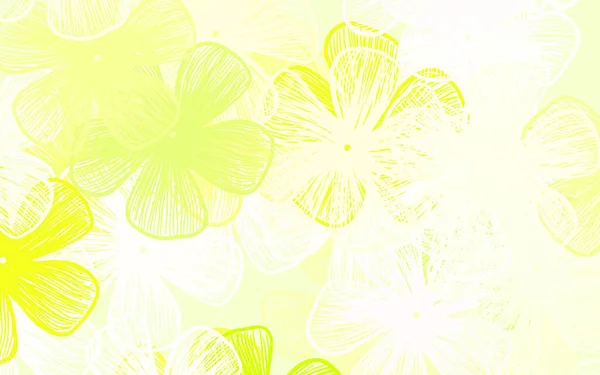 Vert Clair Fond Vectoriel Jaune Doodle Avec Des Fleurs Illustration — Image vectorielle