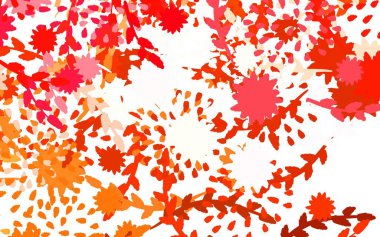 Açık kırmızı vektör desenli çiçekler, güller. Karalama tarzında çiçekli soyut illüstrasyon. Ağ ve ambalaj için elle boyanmış tasarım.