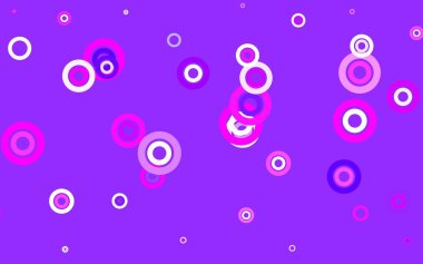 Açık mor, noktalı pembe vektör arkaplanı. Bulanık dekoratif tasarım baloncuklu soyut tarzda. Reklamlar, broşürler için desen.