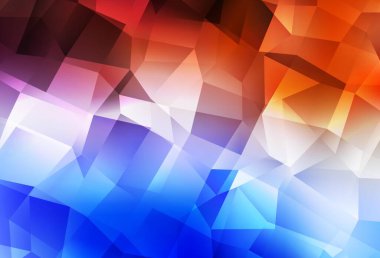 Açık mavi, kırmızı vektör düşük polimer arkaplan. Üçgenli parlak renkli çizimler. Broşürünüz için yepyeni bir tasarım..