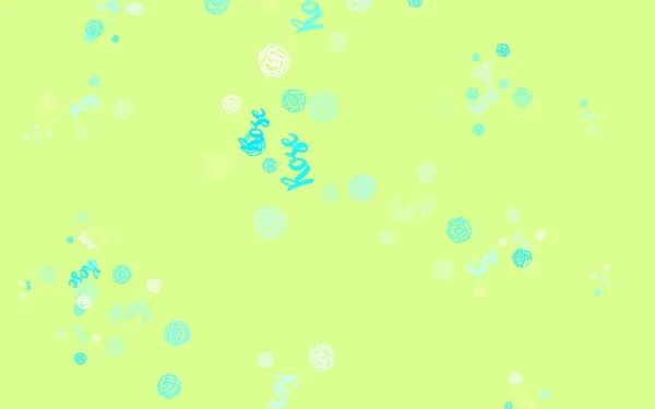 Ljusblå Grön Vektor Abstrakt Bakgrund Med Blommor Rosor Blommor Med — Stock vektor