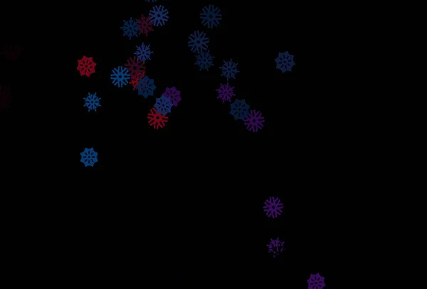 深蓝色 红色矢量纹理与彩色雪花 抽象模板上用雪装饰华丽的插图 这种模式可用于新的年度网站 — 图库矢量图片