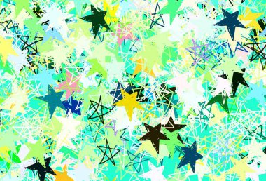 Yılbaşı yıldızlı hafif çokrenkli vektör deseni. Bulanık dekoratif dizayn yıldızlı basit bir stilde. Astronomi web siteleri için desen.