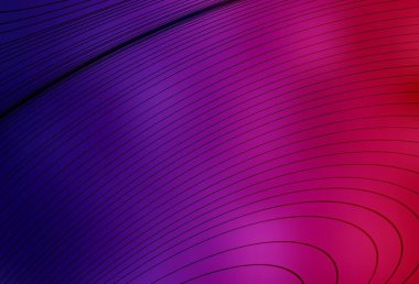 Koyu mor, eğri çizgileri olan pembe vektör arkaplan. Basit eğri biçiminde parlak renkli bir illüstrasyon. Cep telefonu ekranları için arkaplan.