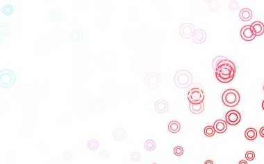 Açık mavi, daireli kırmızı vektör şablonu. Parlak renkli soyut çemberlerin olduğu bir resim. Poster ve web siteleri için tasarım.