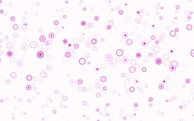 Disklerle açık pembe vektör dokusu. Bulanık dekoratif tasarım baloncuklu soyut tarzda. Fütürist reklamlar ve kitapçıklar için şablon.
