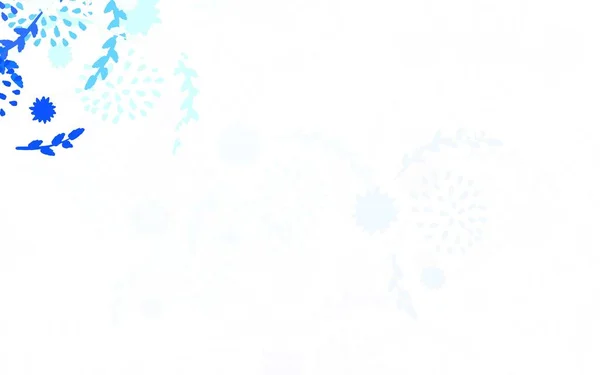 Luz Azul Vector Doodle Fondo Con Flores Rosas Ilustración Creativa — Vector de stock