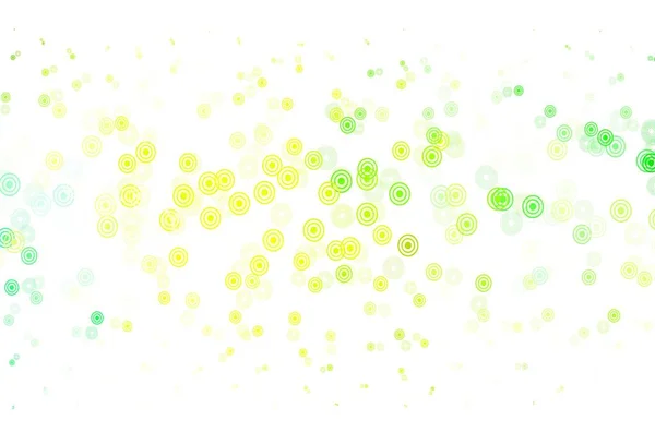 Hellgrünes Gelbes Vektorlayout Mit Kreisformen Illustration Mit Einer Reihe Leuchtender — Stockvektor