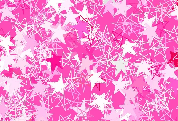 明るいピンクのベクトルの背景と色の星 星と現代の幾何学抽象的なイラスト 未来的な広告 小冊子のパターン — ストックベクタ