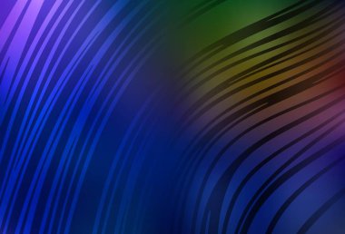 Koyu mavi, kıvrımlı çizgileri olan sarı vektör deseni. Basit çizgilerle renkli gradyan çizimi. İşiniz için en iyi tasarım.