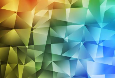 Açık mavi, sarı vektör düşük polyester arka plan. Origami tarzında gradyan ile geometrik çizim. Dizaynınız için üçgen desen.