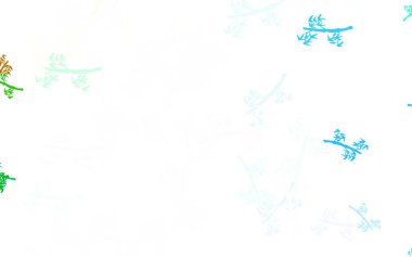 Açık mavi, sarı vektör karalama şablonu dallarla. Yapraklı soyut illüstrasyon, karalama tarzı dallar. İşiniz için yepyeni bir tasarım..