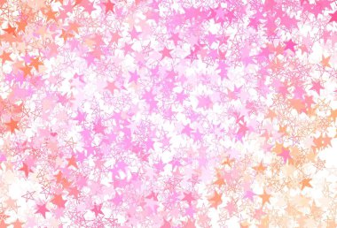 Açık pembe, küçük ve büyük yıldızlı sarı vektör arkaplan. Yıldızlı parlak renkli illüstrasyon. Astroloji web siteleri için desen.