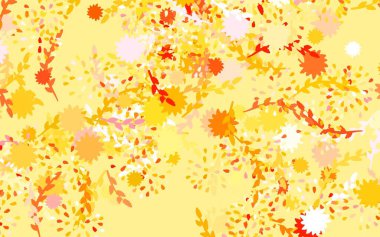 Açık pembe, sarı vektör, çiçekli zarif şablon, güller. Çiçeklerle bulanık şekilli yaratıcı çizimler. Web ve broşürler için elle boyanmış tasarım.