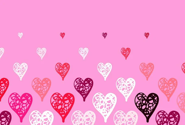 Light Pink Red Vector Background Shining Hearts Smart Illustration Gradient — Stock Vector