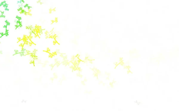 ライトグリーン 枝を持つ黄色のベクトルのドアドルの背景 白い背景にスケッチなドドル ウェブサイトの頭のためのパターン デザイン — ストックベクタ