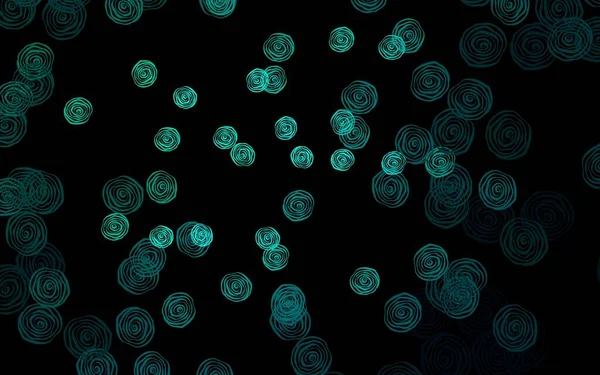 Texture Vectorielle Doodle Vert Foncé Avec Des Fleurs Des Roses — Image vectorielle