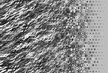 Diskleri ve çizgileri olan açık gri vektör dokusu. Soyut tarzda baloncuklu, çizgili dekoratif tasarım. Güzel web siteleri için desen.