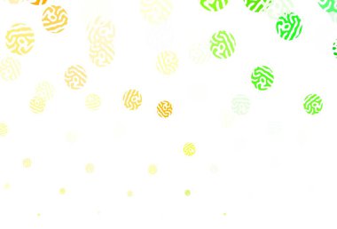 Açık yeşil, küreli kırmızı vektör deseni. Parlak renkli soyut çemberlerin olduğu bir resim. Reklamlar, broşürler için desen.