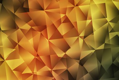 Koyu yeşil, sarı vektör üçgen mozaik doku. Çokgen soyut çizim ve gradyan. İşiniz için yepyeni bir tasarım..