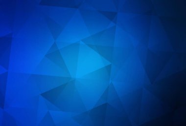 Koyu mavi vektör çokgen arkaplan. Üçgenlerden oluşan parlayan çokgen çizimler. Web siteniz için çokgen tasarım.