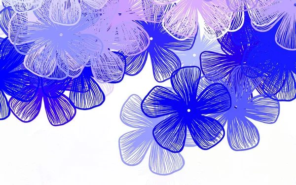 Rosa Claro Vetor Azul Padrão Elegante Com Flores Sketchy Doodle — Vetor de Stock