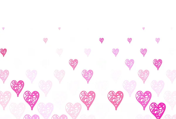 Светло Розовый Векторный Фон Сияющими Сердцами Умная Иллюстрация Градиентными Сердцами — стоковый вектор