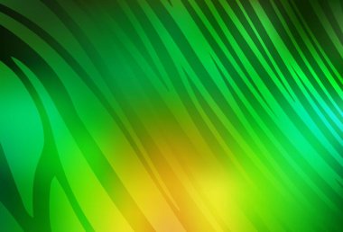 Açık yeşil, kıvrımlı çizgileri olan sarı vektör düzeni. Yaratıcı illüstrasyon, yarım tonlu ve eğimli. Reklamınız için yepyeni tasarım..