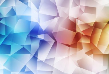 Açık mavi, sarı vektör soyut mozaik desen. Yarım ton şeklinde, üçgenli yaratıcı illüstrasyon. Cep telefonunun arka planının şablonu.