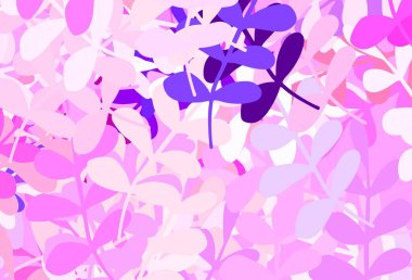 Açık pembe, yapraklı kırmızı vektör karalama deseni. Bulanık arkaplanda, gradyanı olan yapraklar. Duvar kağıtları, boyama kitapları için desen.