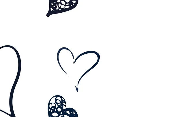 ドードルハートのライトブルーベクトルテンプレート 抽象的なイラストで美しいお祝いスタイルの心 バレンタインデーを祝うためのデザイン — ストックベクタ